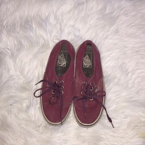 Dark red Vans. Women’s size 7.5, men’s size 6